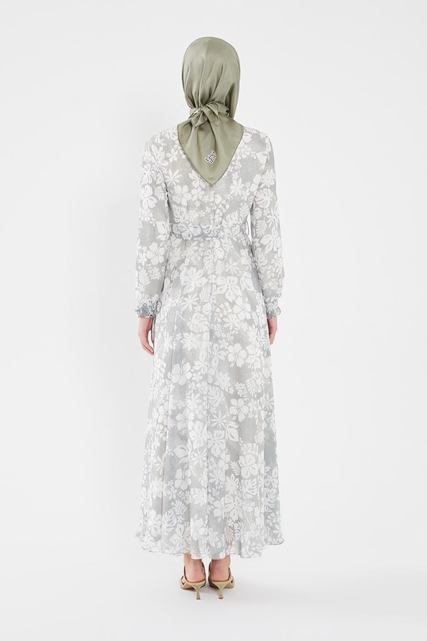 LevidorLevidor Haki Gipeli şifon desenli elbise