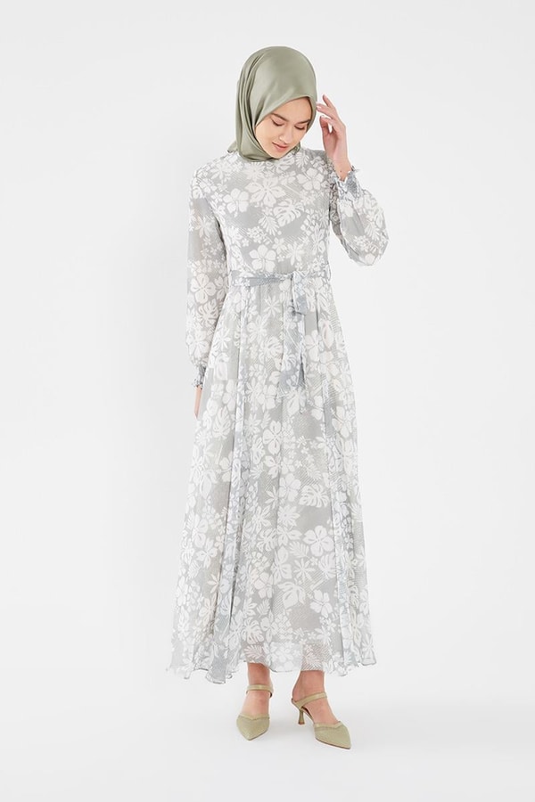 LevidorLevidor Haki Gipeli şifon desenli elbise