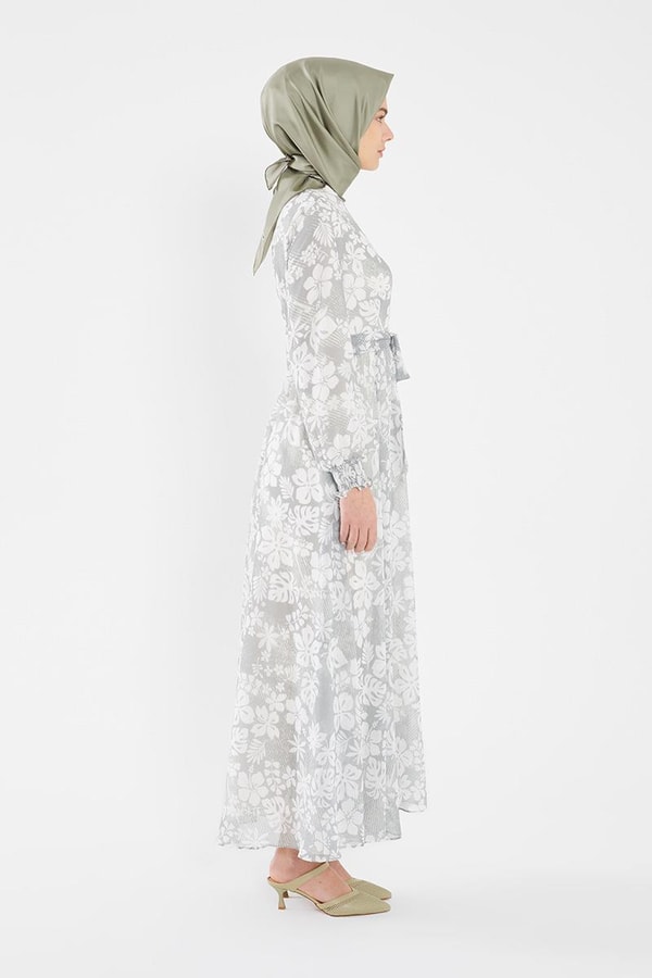 LevidorLevidor Haki Gipeli şifon desenli elbise