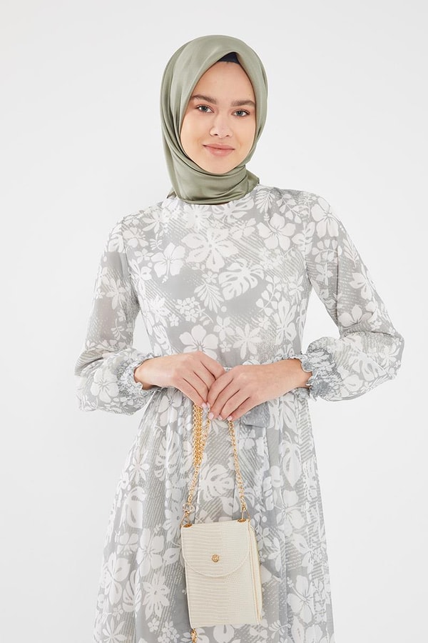 LevidorLevidor Haki Gipeli şifon desenli elbise