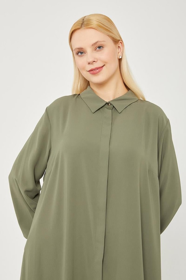 LevidorLevidor Haki Gizli Patlı Büyük Oversize Tunik