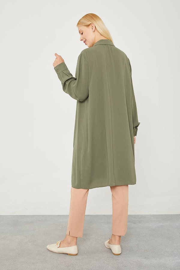 LevidorLevidor Haki Gizli Patlı Büyük Oversize Tunik