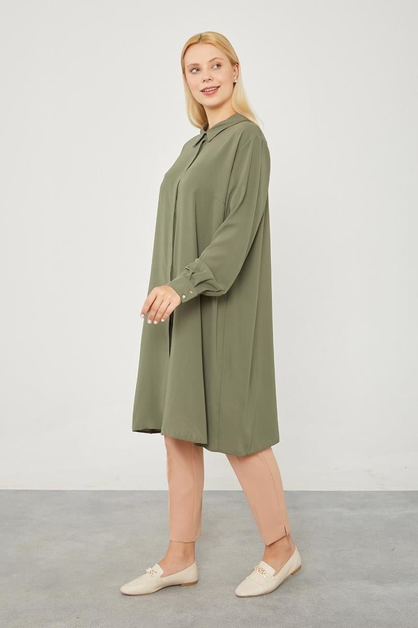 LevidorLevidor Haki Gizli Patlı Büyük Oversize Tunik
