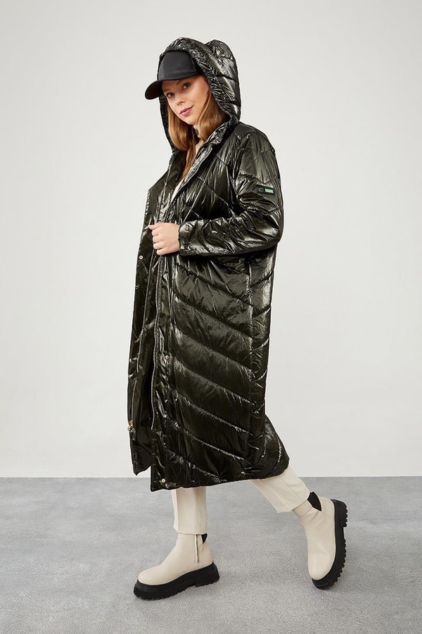 LevidorLevidor Haki Kapüşonlu Kapitone Şişme Mont