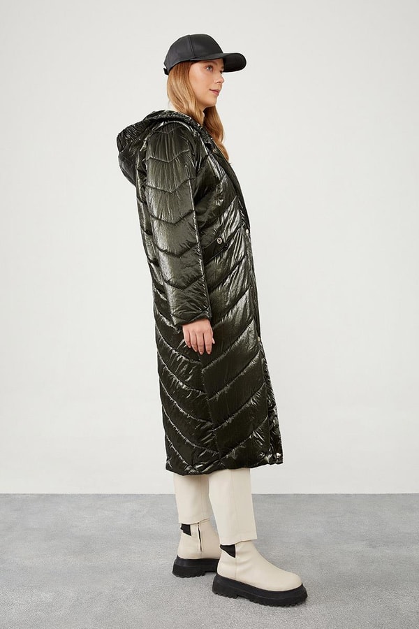 LevidorLevidor Haki Kapüşonlu Kapitone Şişme Mont