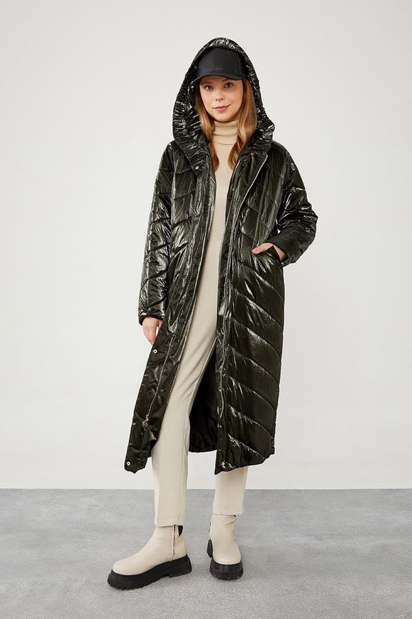 LevidorLevidor Haki Kapüşonlu Kapitone Şişme Mont