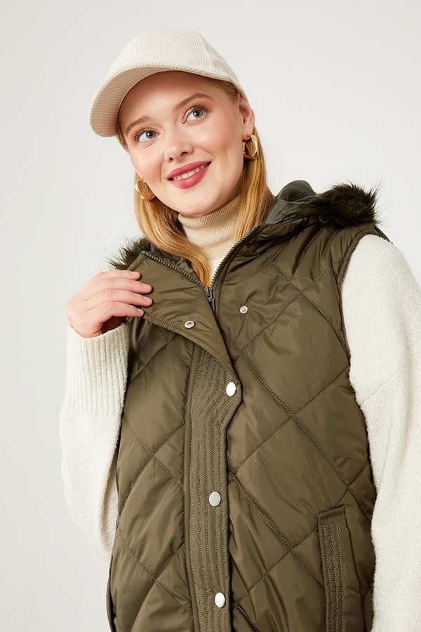 LevidorLevidor Haki KAPÜŞONLU ŞİŞME YELEK