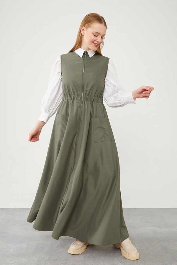 LevidorLevidor Haki Sıfır Kol Fermuar Kapamalı Jile