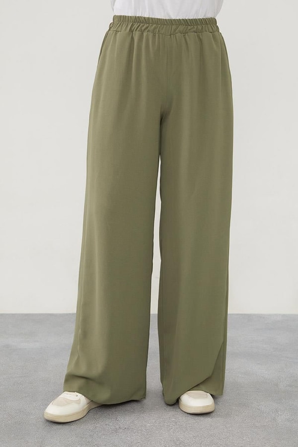 LevidorLevidor Haki Taşlı Çiçek Omuz Detaylı Tunik Takım