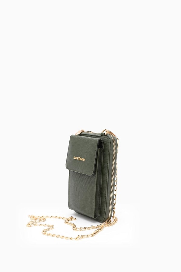 LevidorLevidor Haki Telefon Bölmeli Çapraz Askılı Cüzdan
