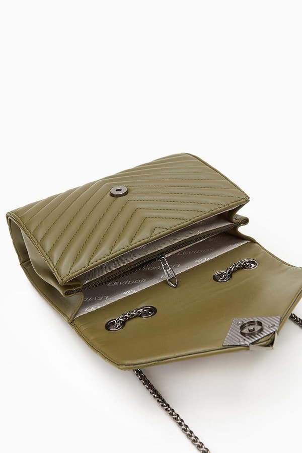 LevidorLevidor Haki Zincir Askılı Çıt Kapamalı Omuz Çantası