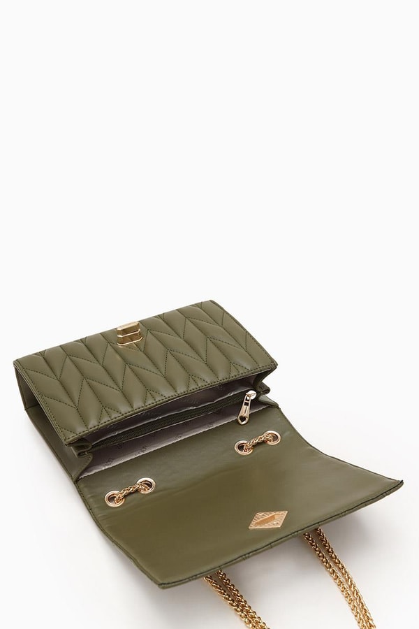 LevidorLevidor Haki Zincir Saplı Kabartma Desen Omuz Çantası