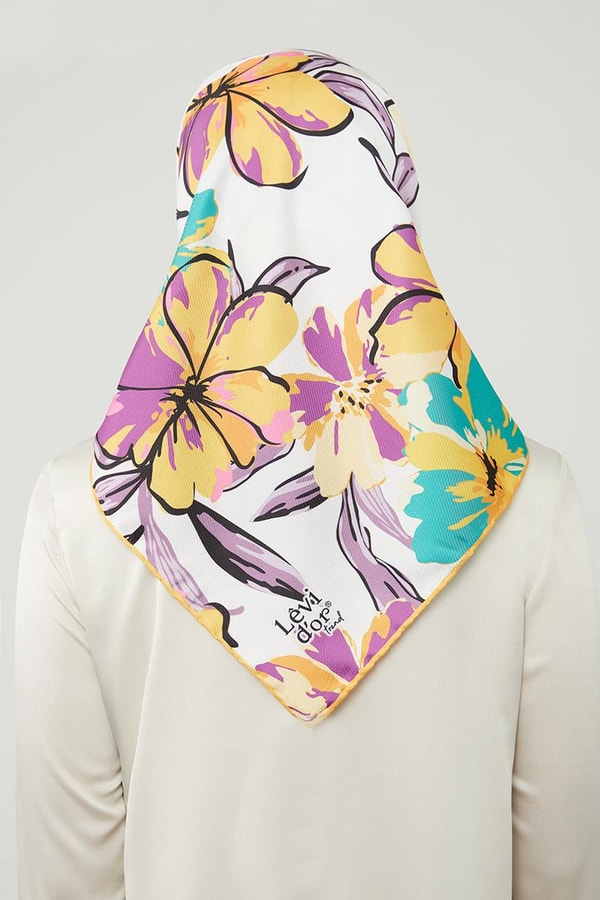 LevidorLevidor Hardal Açelya Çicek Desenli Trend Twill Eşarp