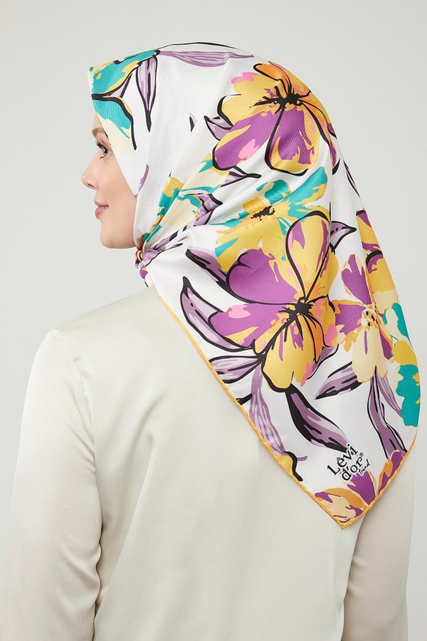 LevidorLevidor Hardal Açelya Çicek Desenli Trend Twill Eşarp