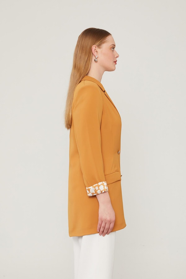 LevidorLevidor Hardal Astarı Desen Detaylı Blazer Ceket