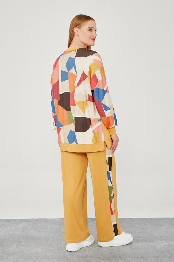 LevidorLevidor Hardal Bisiklet Yaka Geometrik Desen Spor Takım