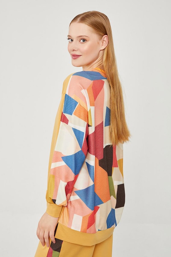 LevidorLevidor Hardal Bisiklet Yaka Geometrik Desen Spor Takım