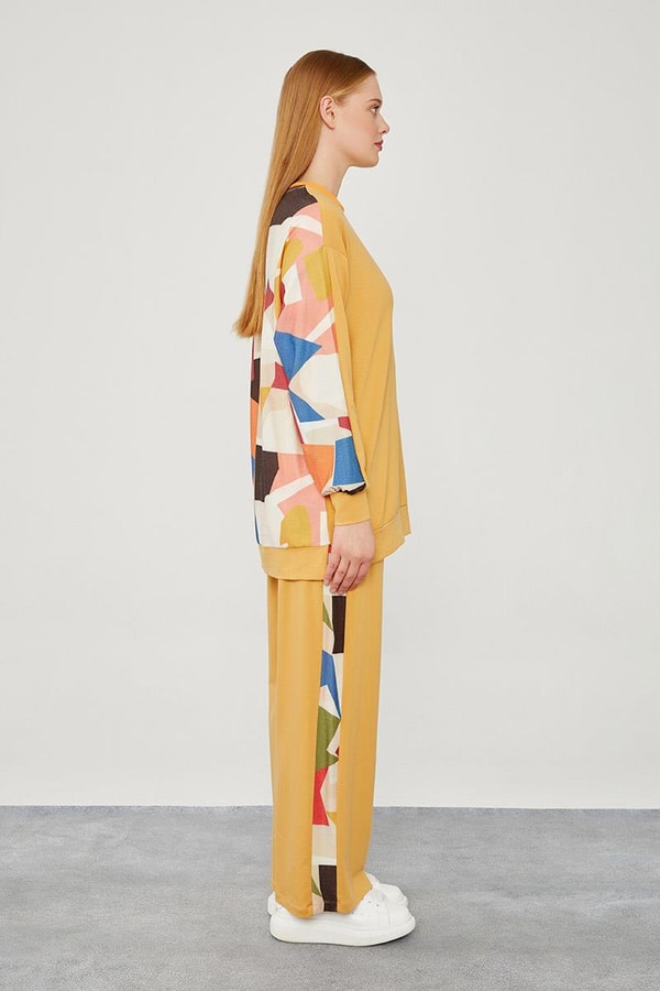 LevidorLevidor Hardal Bisiklet Yaka Geometrik Desen Spor Takım