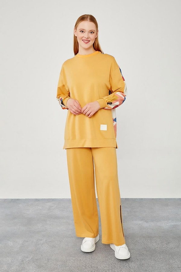 LevidorLevidor Hardal Bisiklet Yaka Geometrik Desen Spor Takım