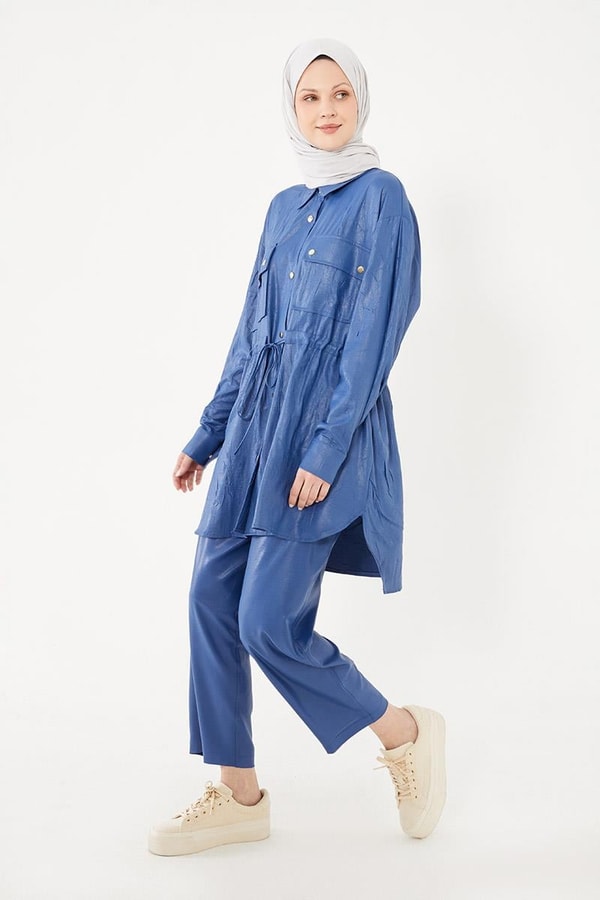 LevidorLevidor İndigo Beli Büzgülü Pantolonlu Spor Takım