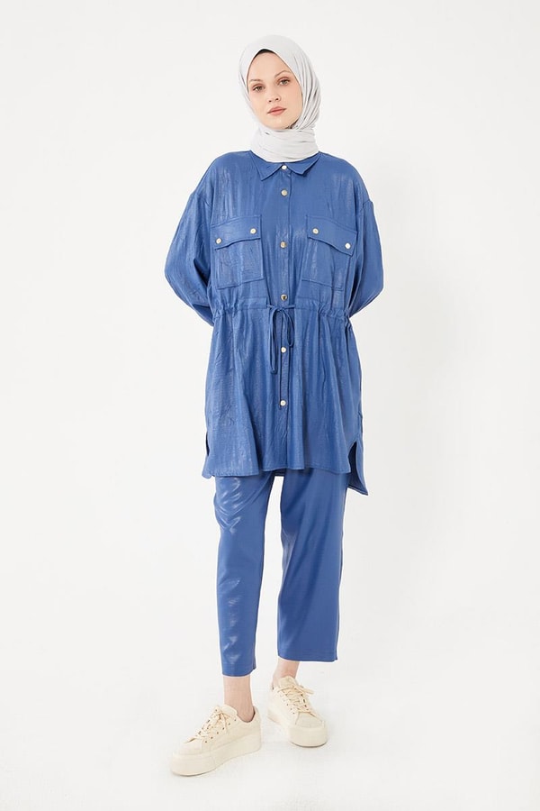 LevidorLevidor İndigo Beli Büzgülü Pantolonlu Spor Takım