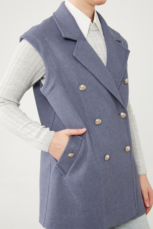 LevidorLevidor İndigo Düğme Kapamalı Yelek