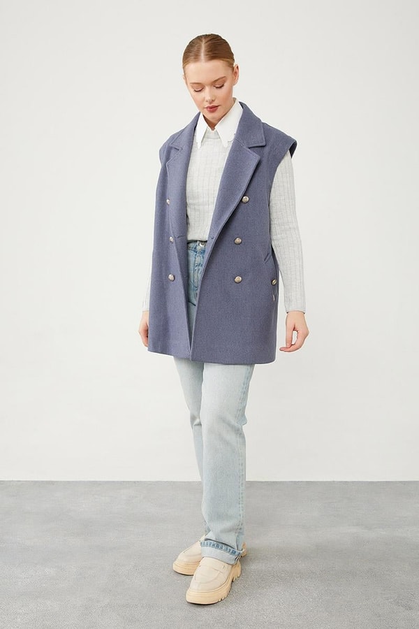 LevidorLevidor İndigo Düğme Kapamalı Yelek