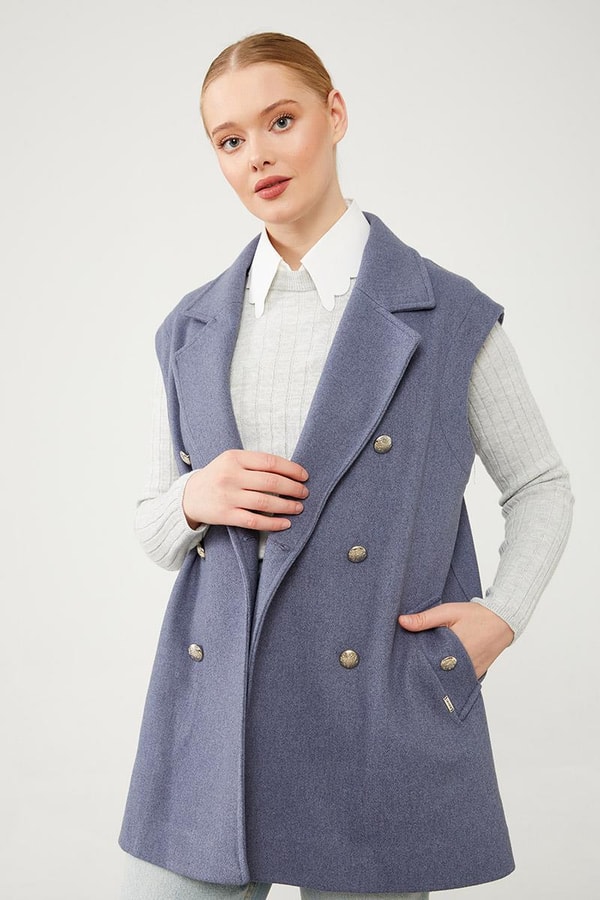 LevidorLevidor İndigo Düğme Kapamalı Yelek