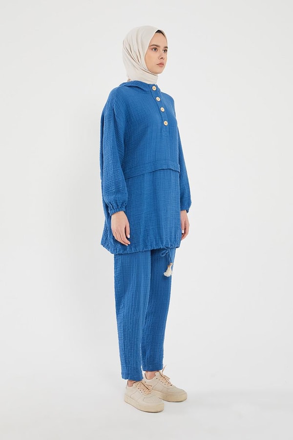 LevidorLevidor İndigo Kapşonlu Muslin Spor Takım