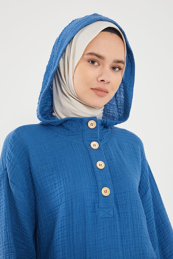 LevidorLevidor İndigo Kapşonlu Muslin Spor Takım