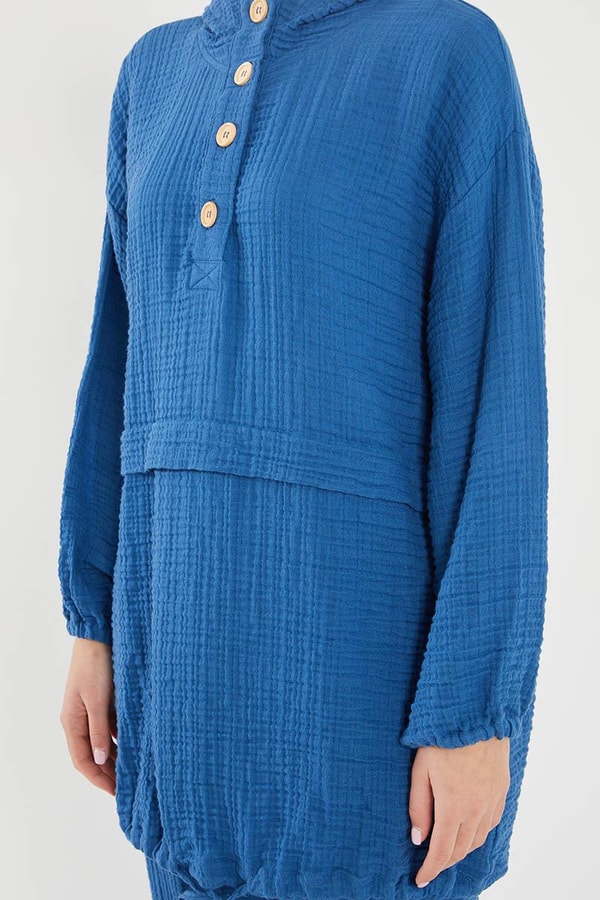 LevidorLevidor İndigo Kapşonlu Muslin Spor Takım