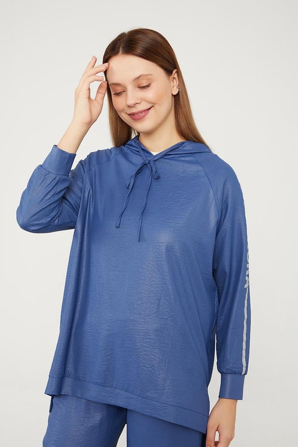 LevidorLevidor İndigo Kapüşonlu Kanguru Cepli Spor Takım