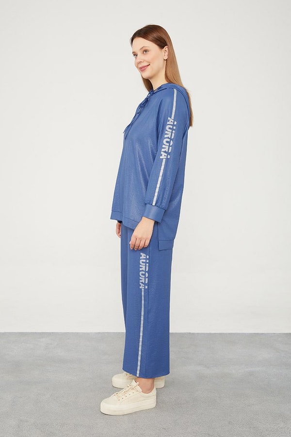 LevidorLevidor İndigo Kapüşonlu Kanguru Cepli Spor Takım