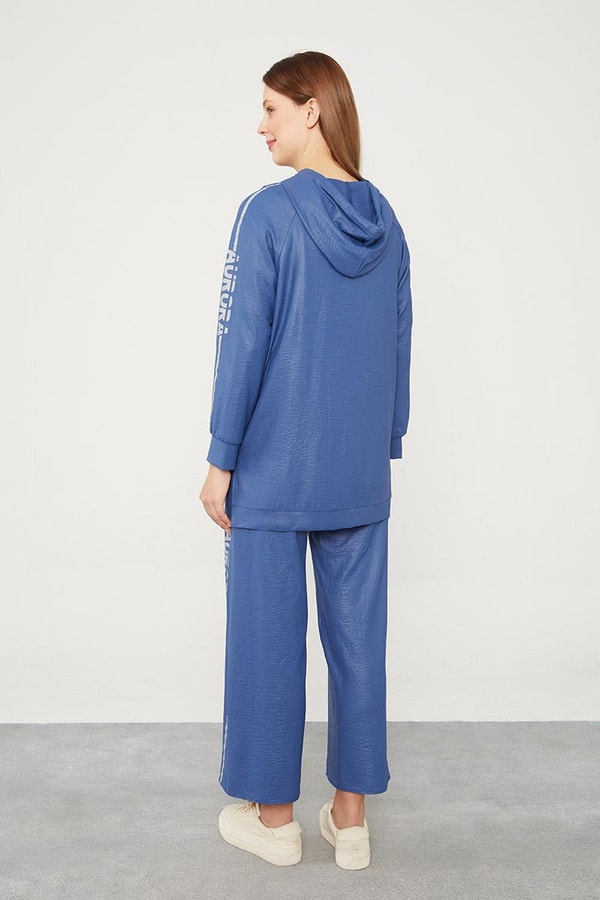 LevidorLevidor İndigo Kapüşonlu Kanguru Cepli Spor Takım