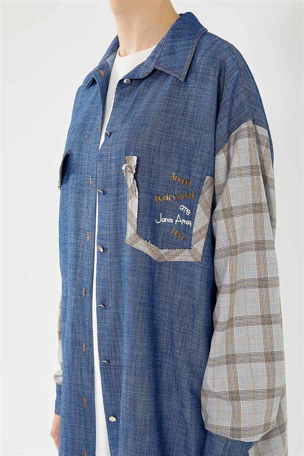 LevidorLevidor İndigo Kol Ekose Beden Denim İçlikli Takım