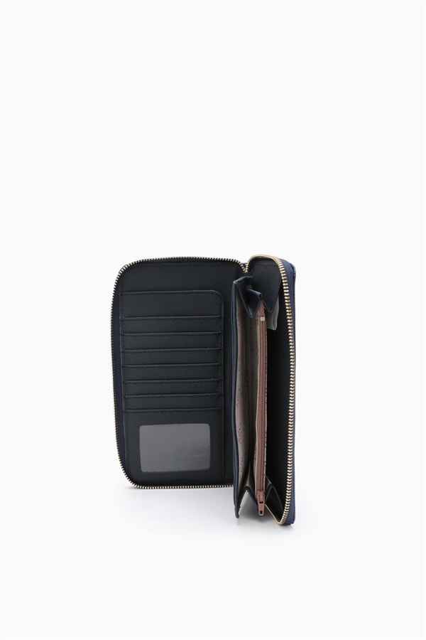 LevidorLevidor İndigo Monogram Baskılı Çok İşlevli Cüzdan