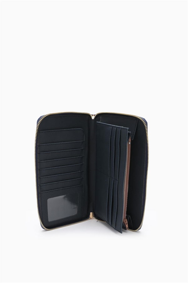 LevidorLevidor İndigo Monogram Baskılı Çok İşlevli Cüzdan