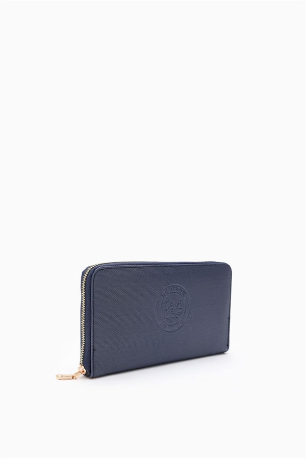 LevidorLevidor İndigo Monogram Baskılı Çok İşlevli Cüzdan