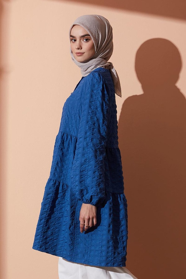 LevidorLevidor İndigo Müslin Görünümlü Tunik