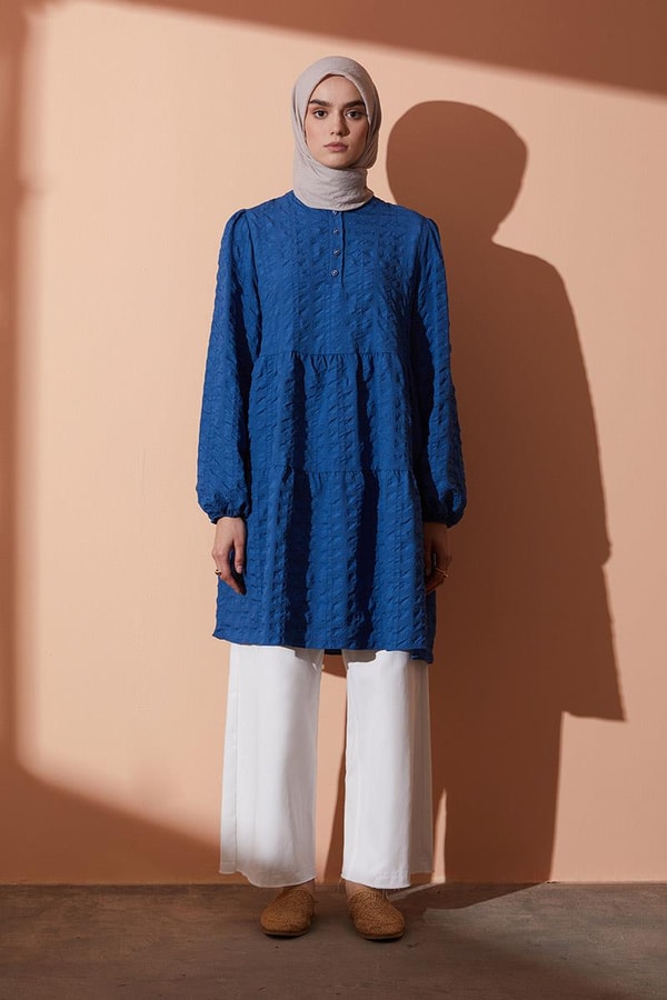 LevidorLevidor İndigo Müslin Görünümlü Tunik