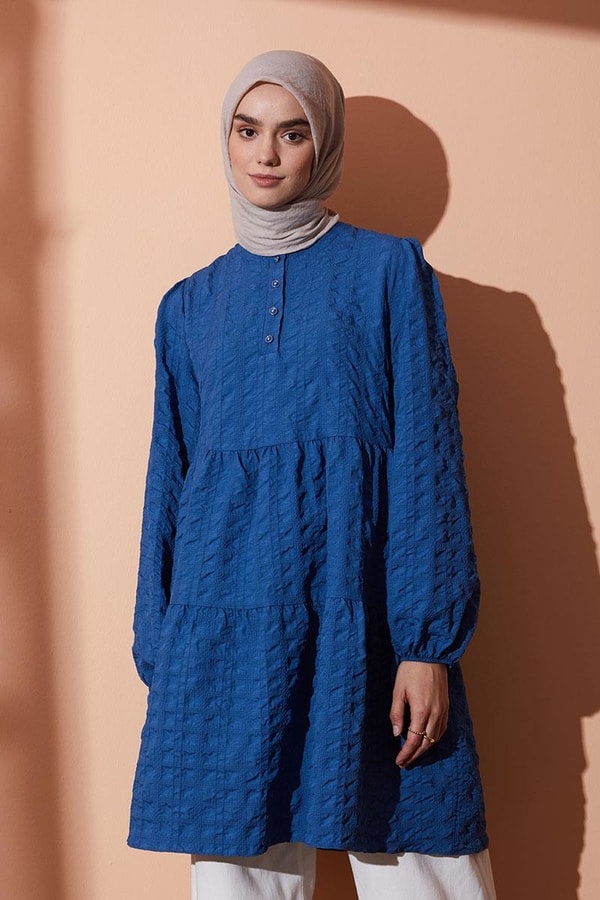 LevidorLevidor İndigo Müslin Görünümlü Tunik