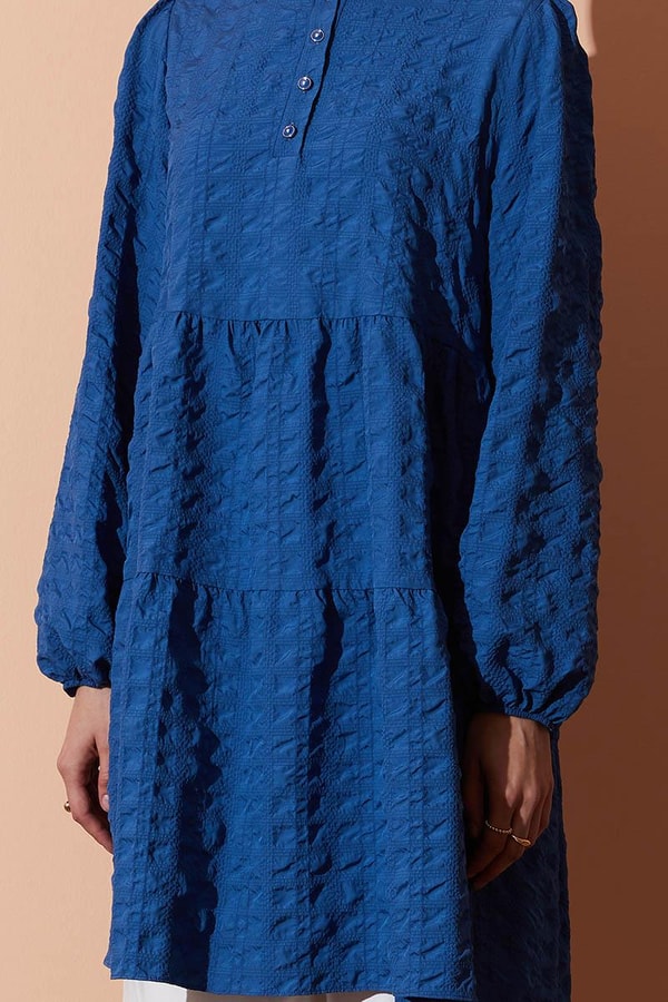 LevidorLevidor İndigo Müslin Görünümlü Tunik