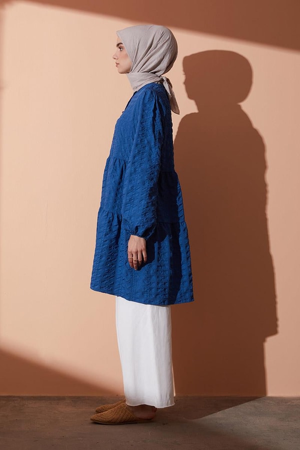 LevidorLevidor İndigo Müslin Görünümlü Tunik