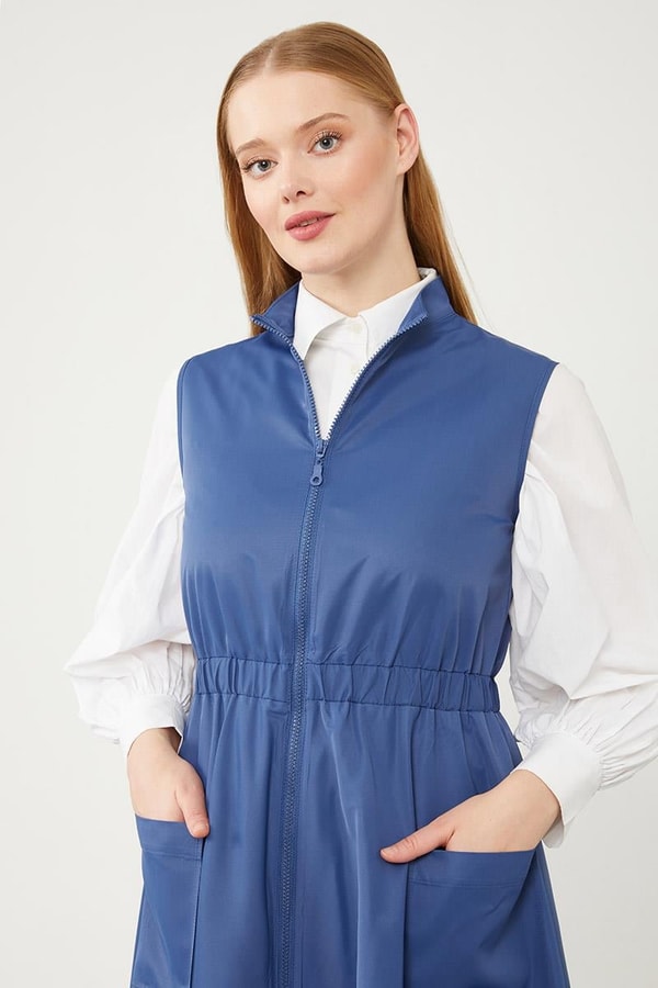 LevidorLevidor İndigo Sıfır Kol Fermuar Kapamalı Jile