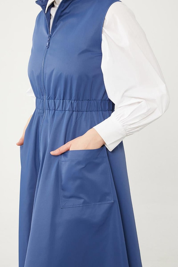 LevidorLevidor İndigo Sıfır Kol Fermuar Kapamalı Jile