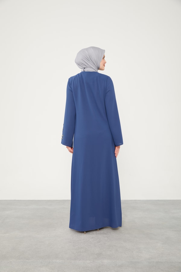 LevidorLevidor İndigo Taş İşlemeli Bisiklet Yaka Ferace