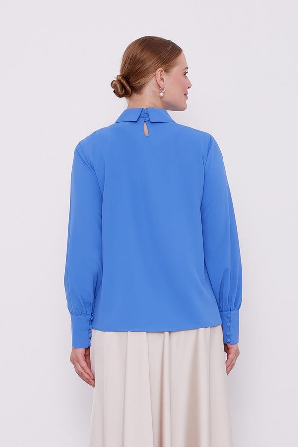 LevidorLevidor İndigo Yaka Taş Detaylı Bluz