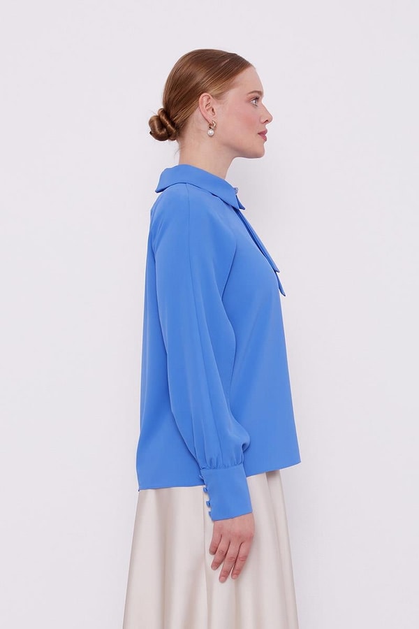 LevidorLevidor İndigo Yaka Taş Detaylı Bluz