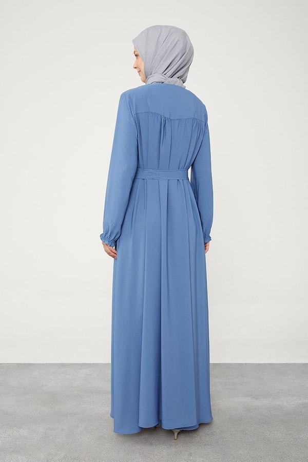 LevidorLevidor İndigo Yakası Büzgülü Ferace