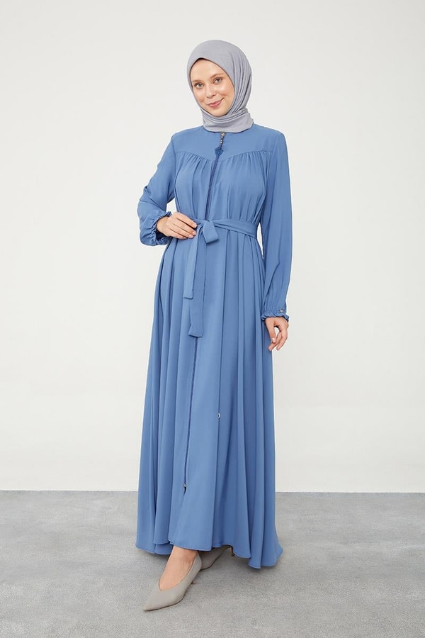 LevidorLevidor İndigo Yakası Büzgülü Ferace